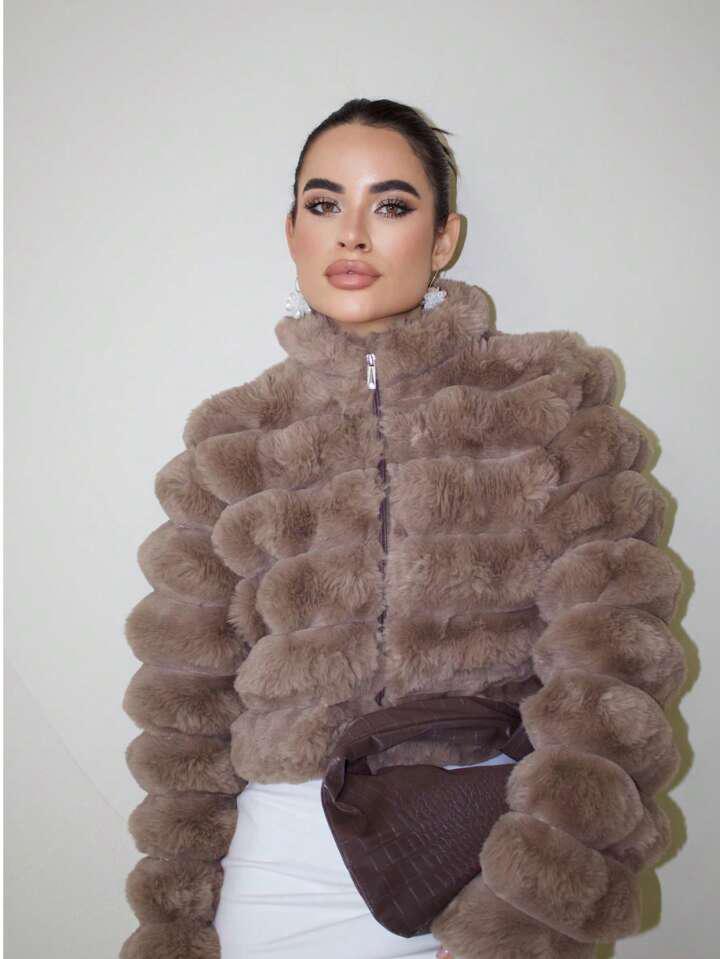 CASACO DE PELE PELINHO JAQUETA DE PELÚCIA FAKE FUR